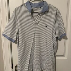 Vineyard Vines Light Blue and White Striped Polo